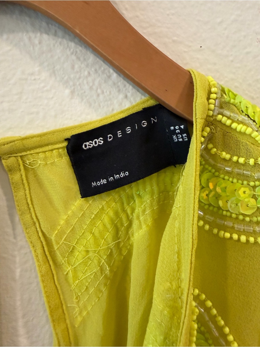 ASOS Neon Lime Beaded Wrap Dress - Picture 3 of 4